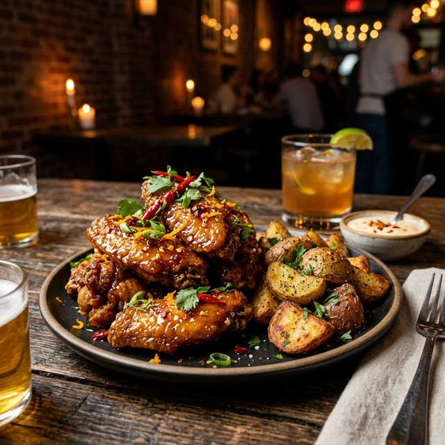 Alitas Wings Acevichadas en Bar de Miraflores